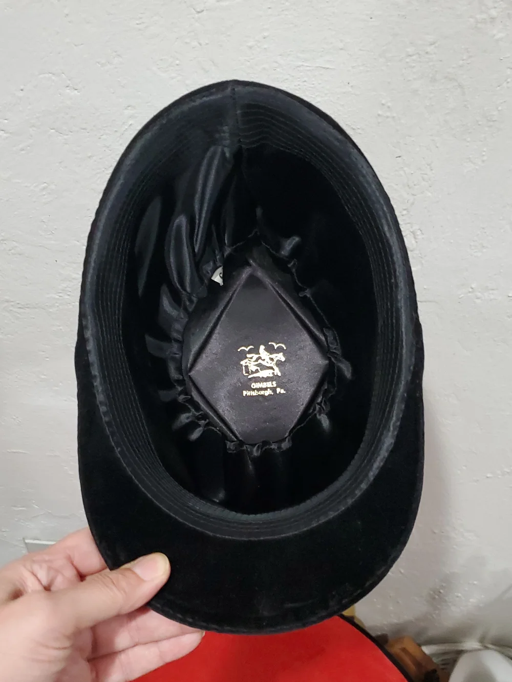 Vintage Black Velvet Riding Hat with Bow